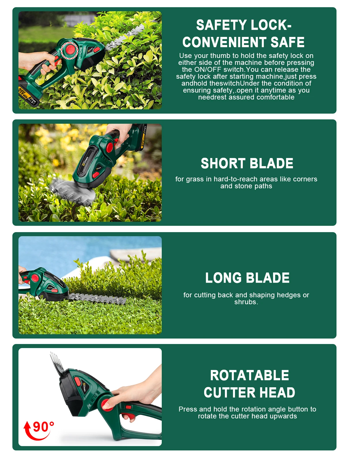 Gisam 2 in 1 Electric Hedge Trimmer 20000rpm Handheld Household Lawn Mower Garden Scissors Power Tool For Makita 18V Battery Pin