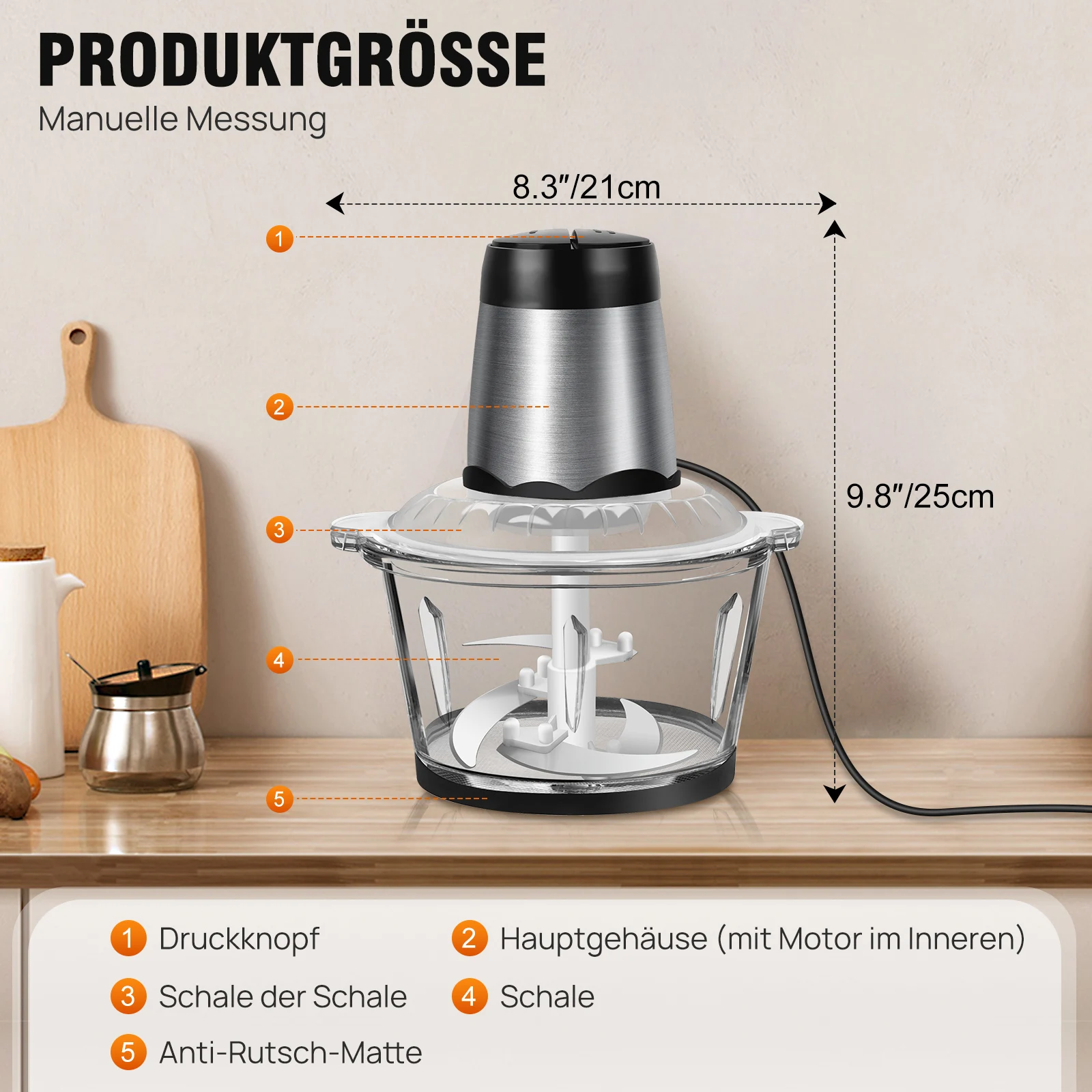 BRIEFNESS Stainless Steel Electric Meat Grinders,Multifunctional as Vegetable Slicer,Chopper Crusher,Ideal Kitchen Appliance