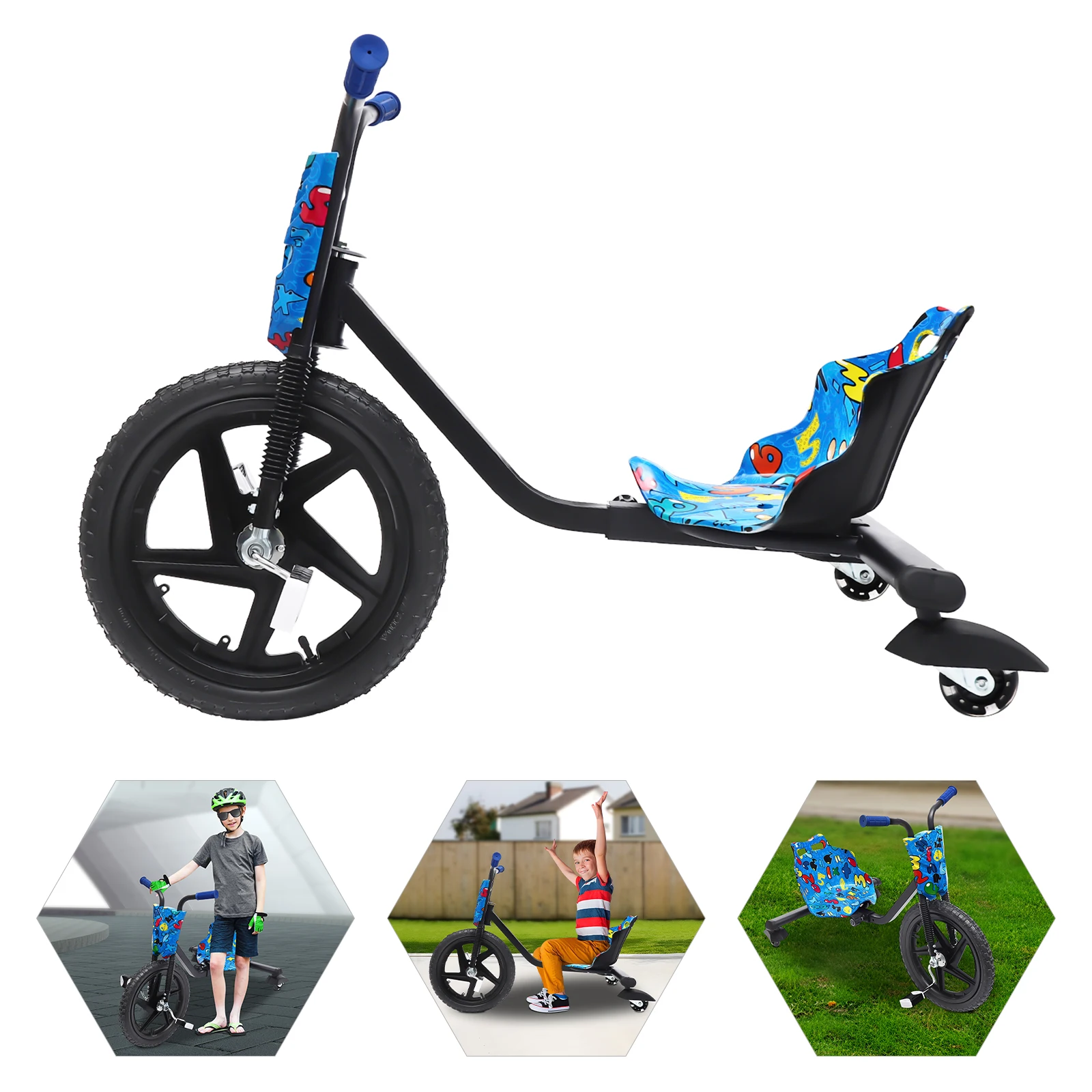 Children's Pedal Scooter Drift Trike 3 Wheel kick Scooters for Kids Aged 6 Years Old up 80kg/176.37lbs
