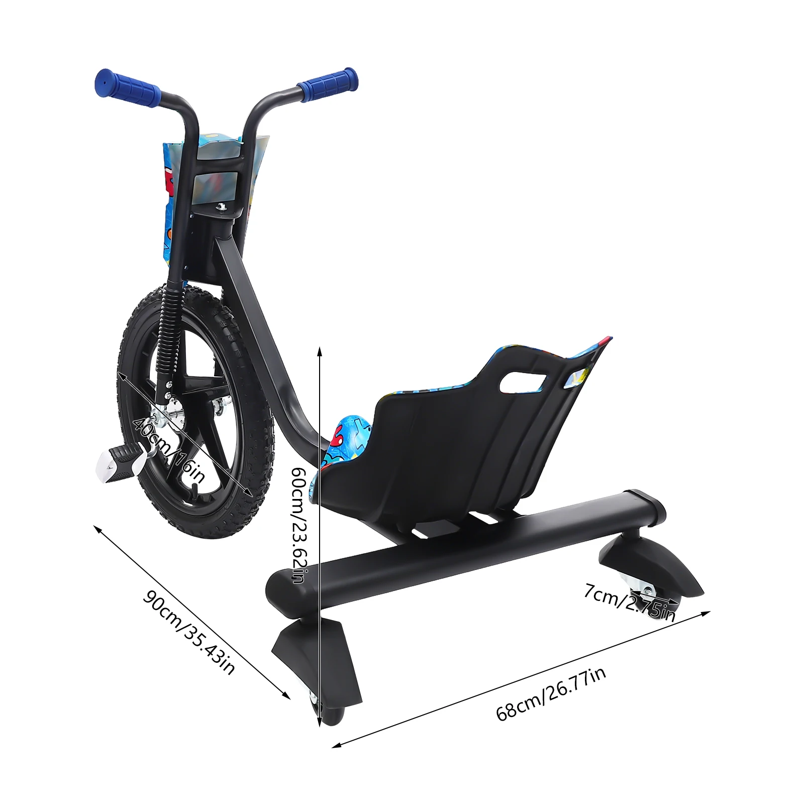 Children's Pedal Scooter Drift Trike 3 Wheel kick Scooters for Kids Aged 6 Years Old up 80kg/176.37lbs