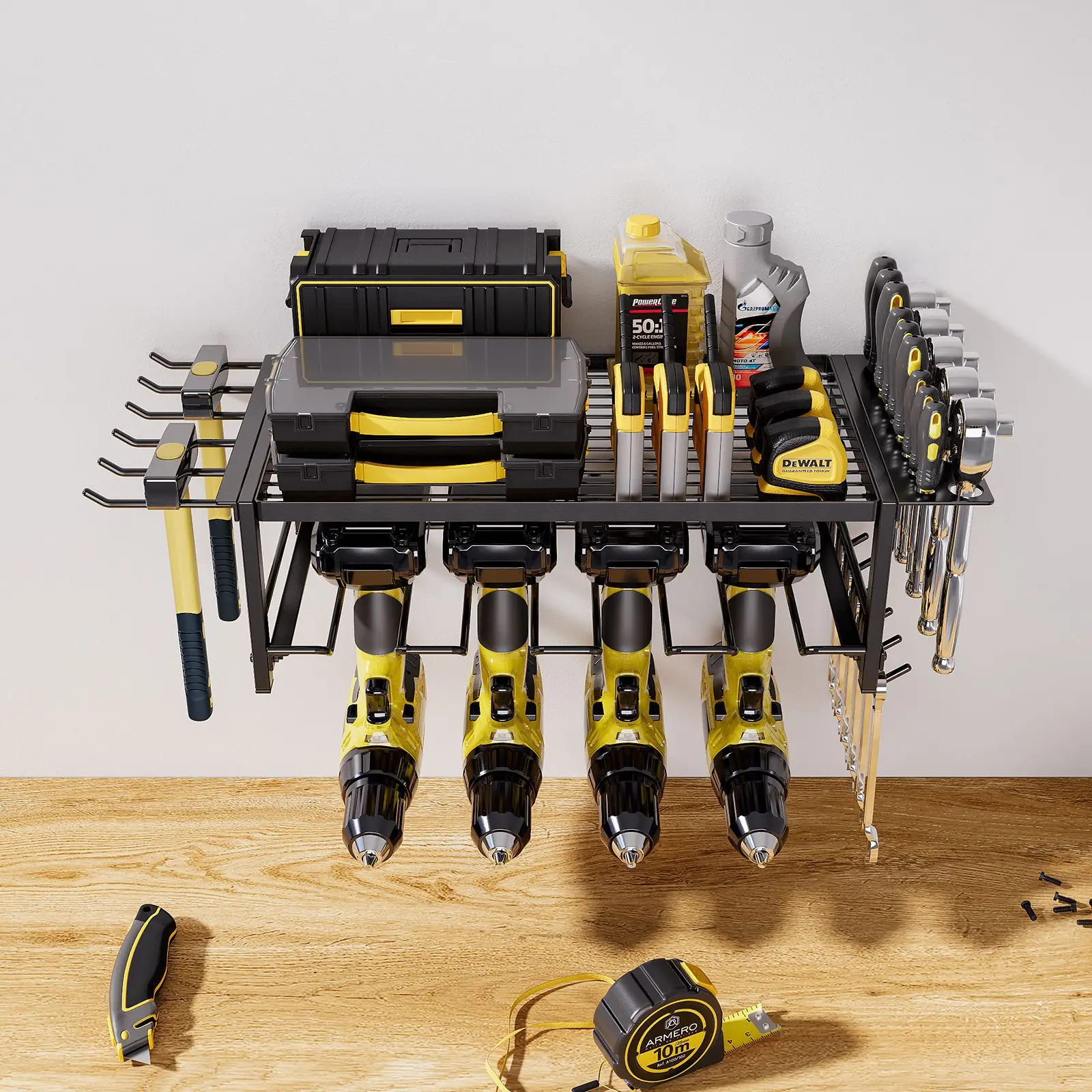 Power Tool Organizer Wall Mount, Heavy Duty Garage Tool Organizers And Storage Rack, 2 Layers/4 Layers Metal Tool Organizer