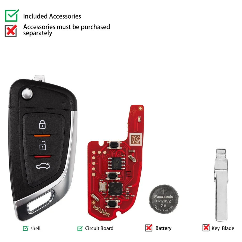 5PCS XHORSE XKKF05EN Blade Shape Folding Key Second Generation Universal Remote Key