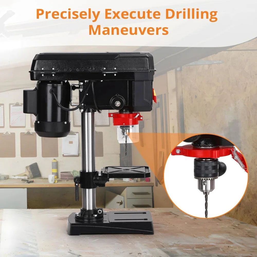 Benchtop Drill Press 2.5Amp Benchtop Drill Machine 5 Speed Adjustable 8 Inch Swing Distance Tabletop Drilling Machine