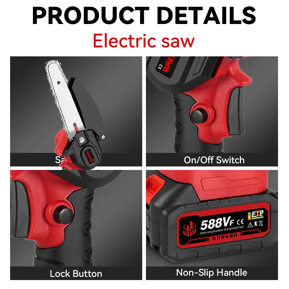 ONEVAN 3in1 Electric High Branch Saw 20000RPM Cordless Telescoping High Pruning Shear Garden Power Tool For ONEVAN 18V Battery