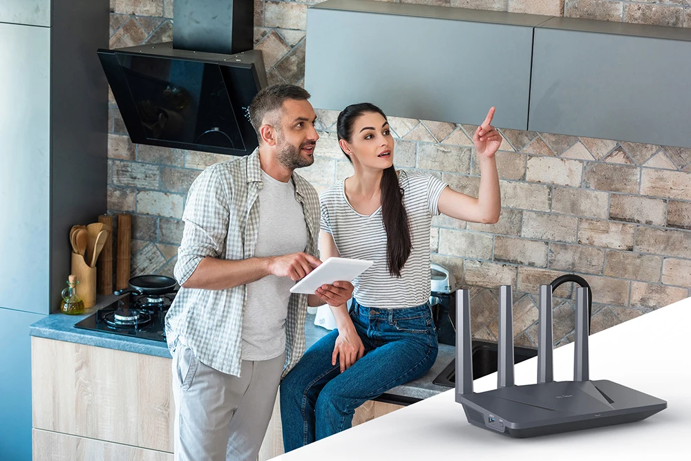 GL.iNet GL-AX1800(Flint) WiFi 6 Router -Dual Band Gigabit Wireless ,5 x 1G Ethernet Ports ,Amazing OpenVpn&WireGuard Speed