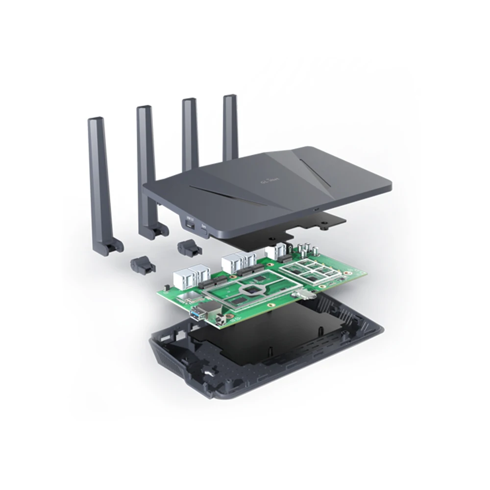 GL.iNet GL-AX1800(Flint) WiFi 6 Router -Dual Band Gigabit Wireless ,5 x 1G Ethernet Ports ,Amazing OpenVpn&WireGuard Speed