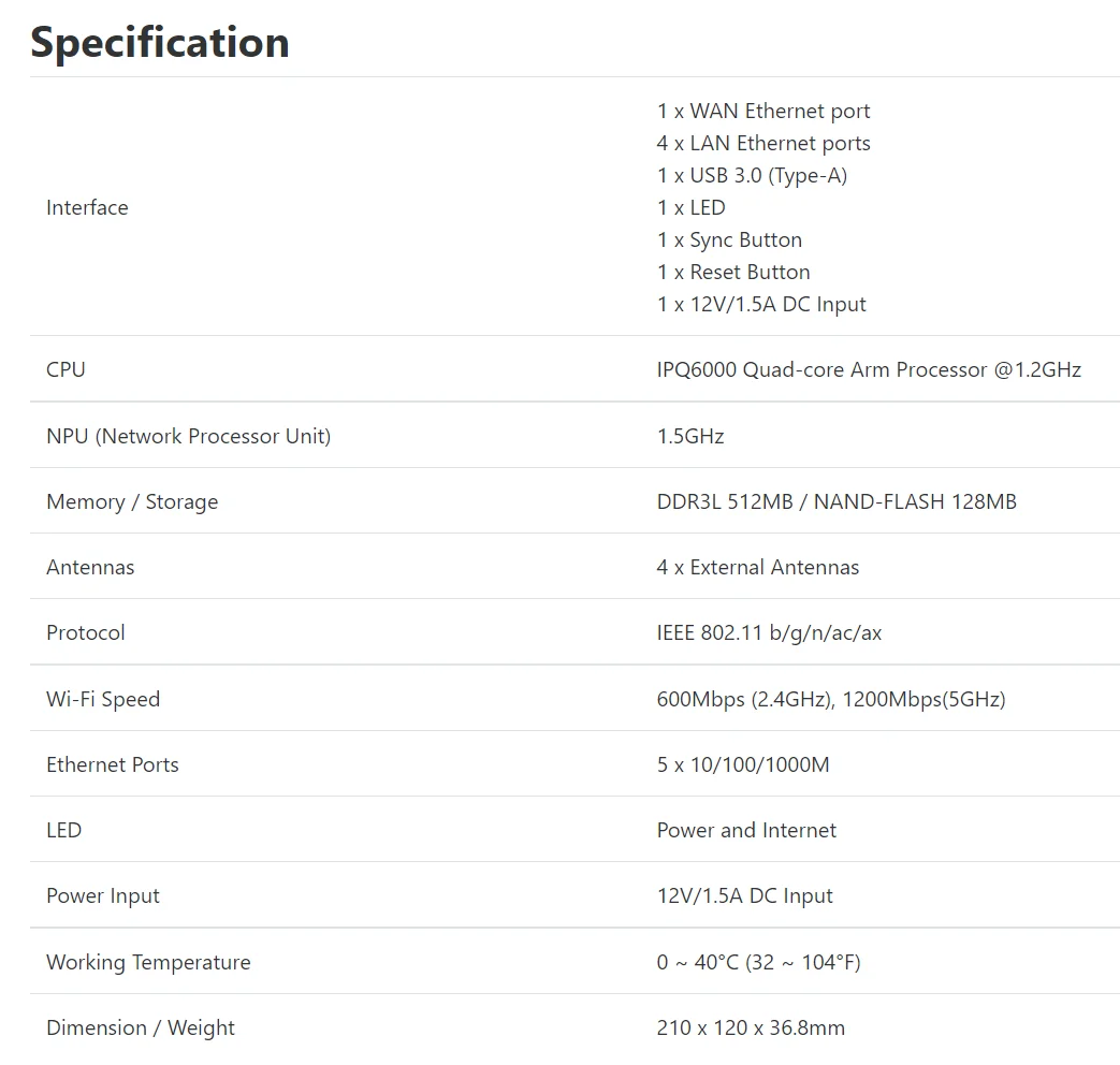GL.iNet GL-AX1800(Flint) WiFi 6 Router -Dual Band Gigabit Wireless ,5 x 1G Ethernet Ports ,Amazing OpenVpn&WireGuard Speed