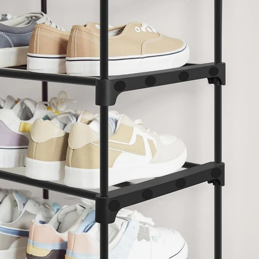 10-Tier Metal Tube Rack Elevated Shoe Shelf For Living Room Space Saving Storage Racks