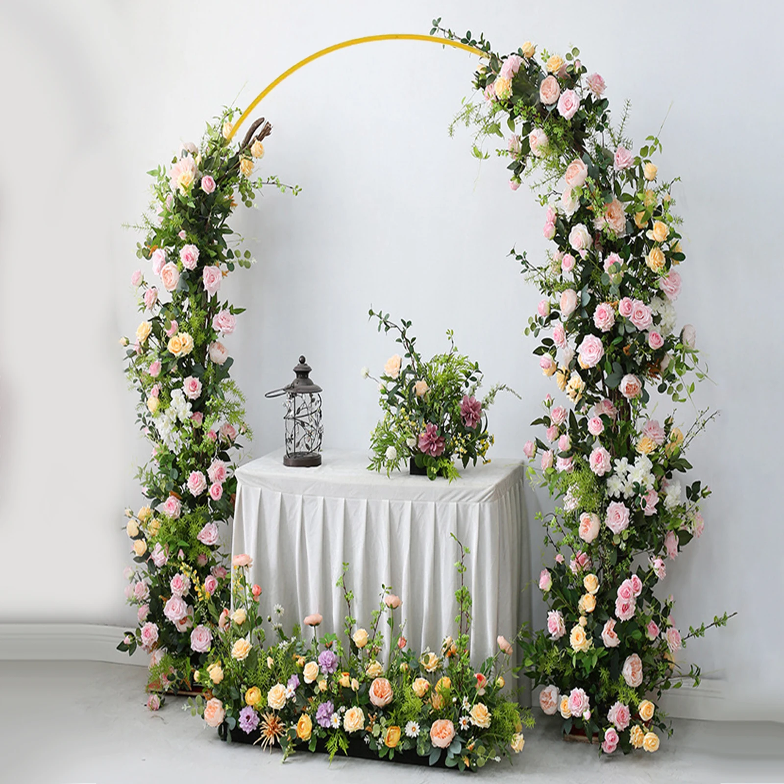 6.6/7.2ft Wedding Arch back drop Stand Square Gold Metal Arch back drop For Wedding Ceremony Outdoor Flower ball Arch