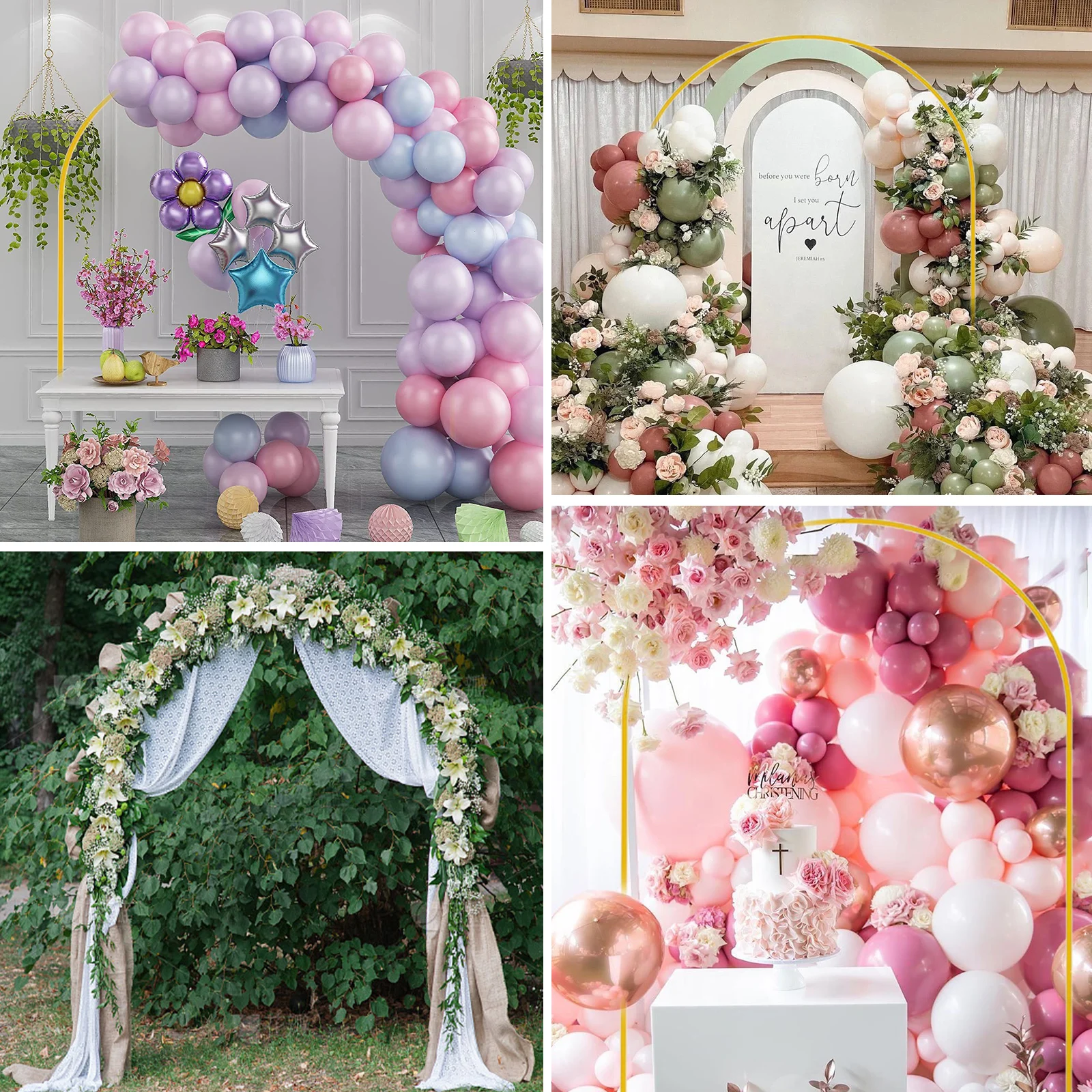6.6/7.2ft Wedding Arch back drop Stand Square Gold Metal Arch back drop For Wedding Ceremony Outdoor Flower ball Arch