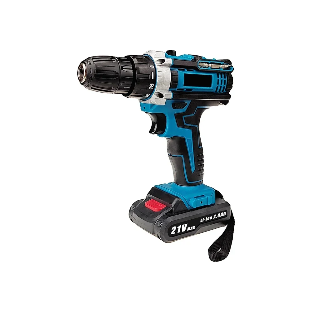 21V Cordless Electric Impact Drill Screwdriver 1600rpm High Speed Drills Rechargeable 32 Torque Household Drill Power DIY Tools
