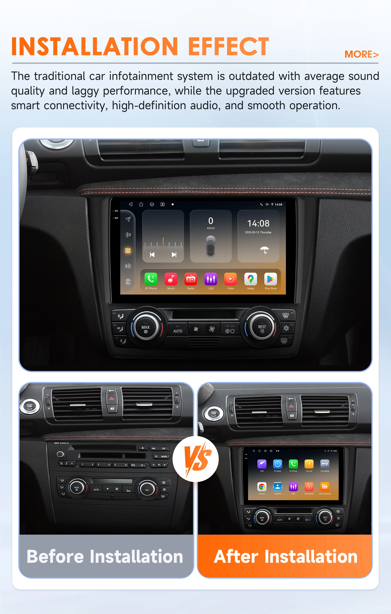 Hizpo Android 14 Car Multimedia Radio For BMW 1-Series 1 Series E87 E81 E82 E88 2004 - 2011 4G GPS Video PLayer Navi Carplay DSP