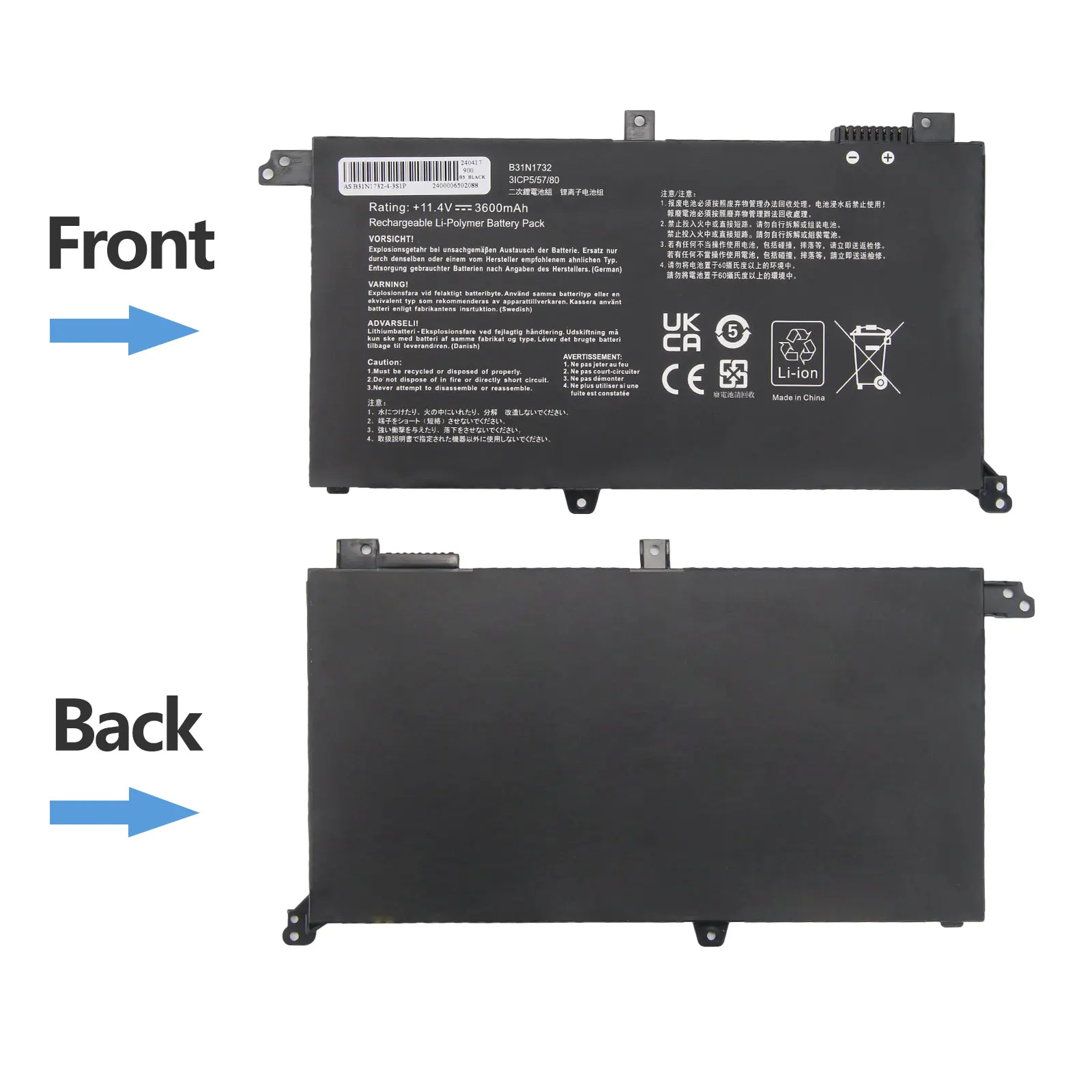 Oyomba B31N1732 Battery for ASUS X571GT X571GD X430FN X430FA X430UA VivoBook S14 S430FA S430FN S430UA S430UAN S430UA-EB015T