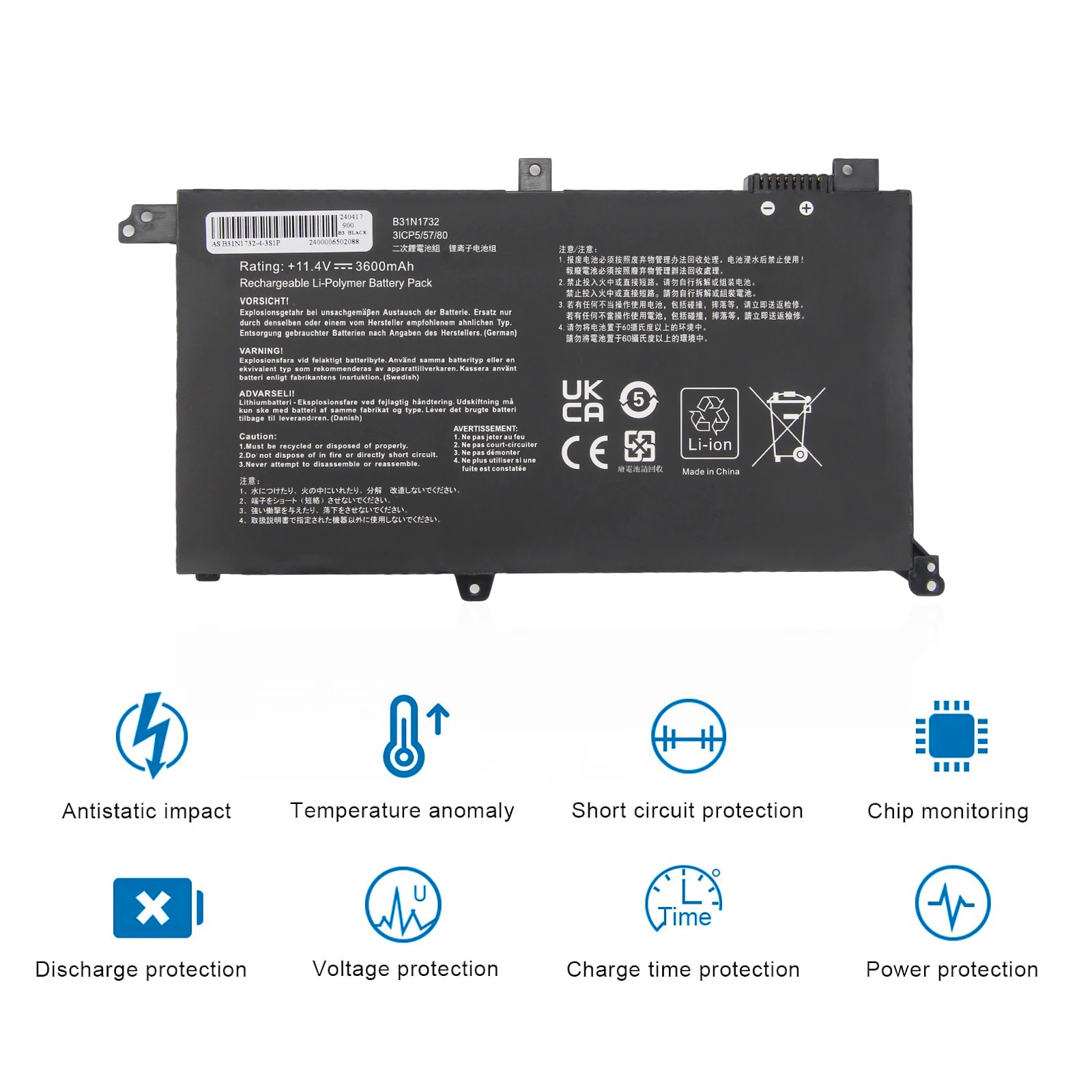 Oyomba B31N1732 Battery for ASUS X571GT X571GD X430FN X430FA X430UA VivoBook S14 S430FA S430FN S430UA S430UAN S430UA-EB015T