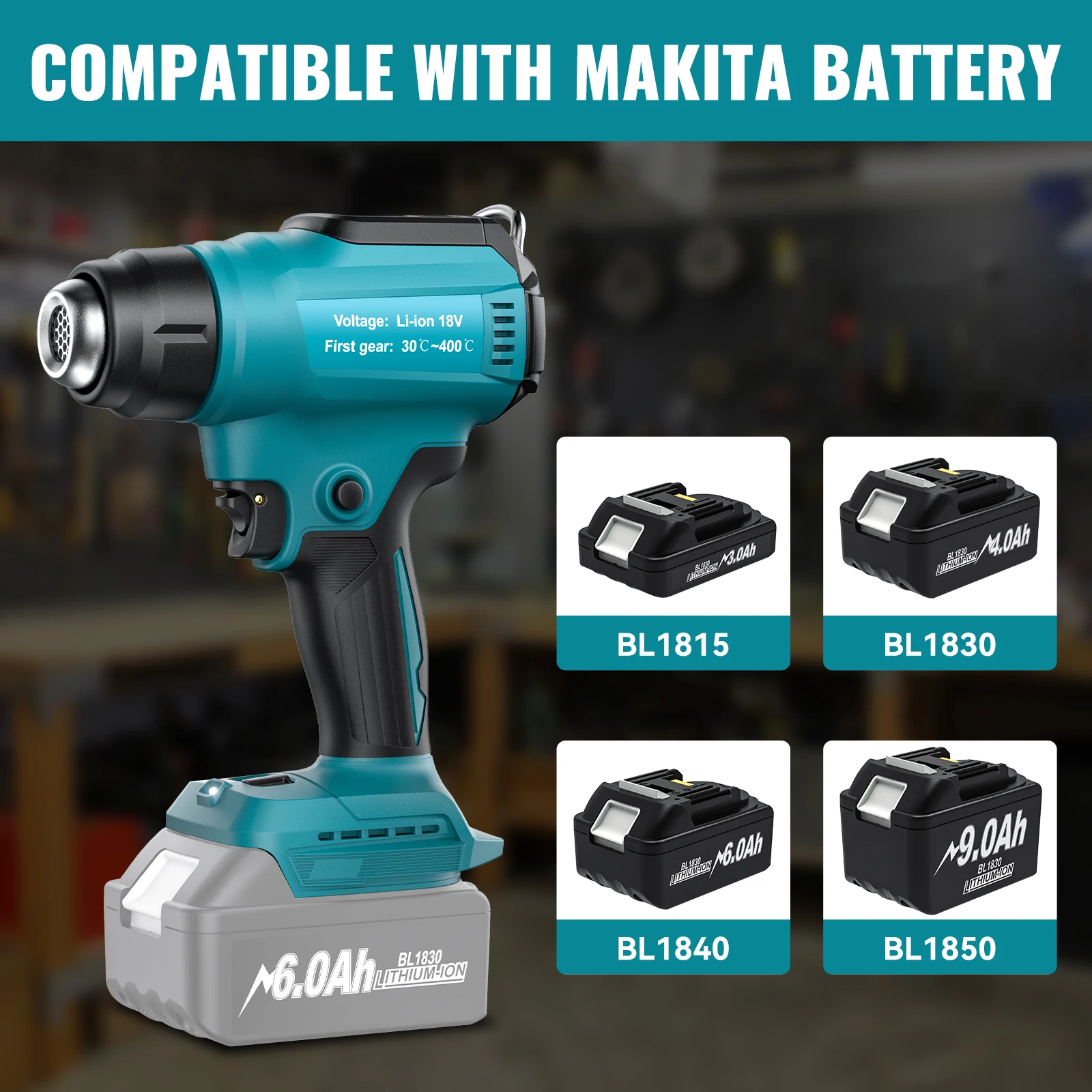 Cordless Heat Gun For Electronic Repair Tools For Makita 18V Battery For Shrinking Phone Repair 4pcs Nozzles For BL1830 Battery