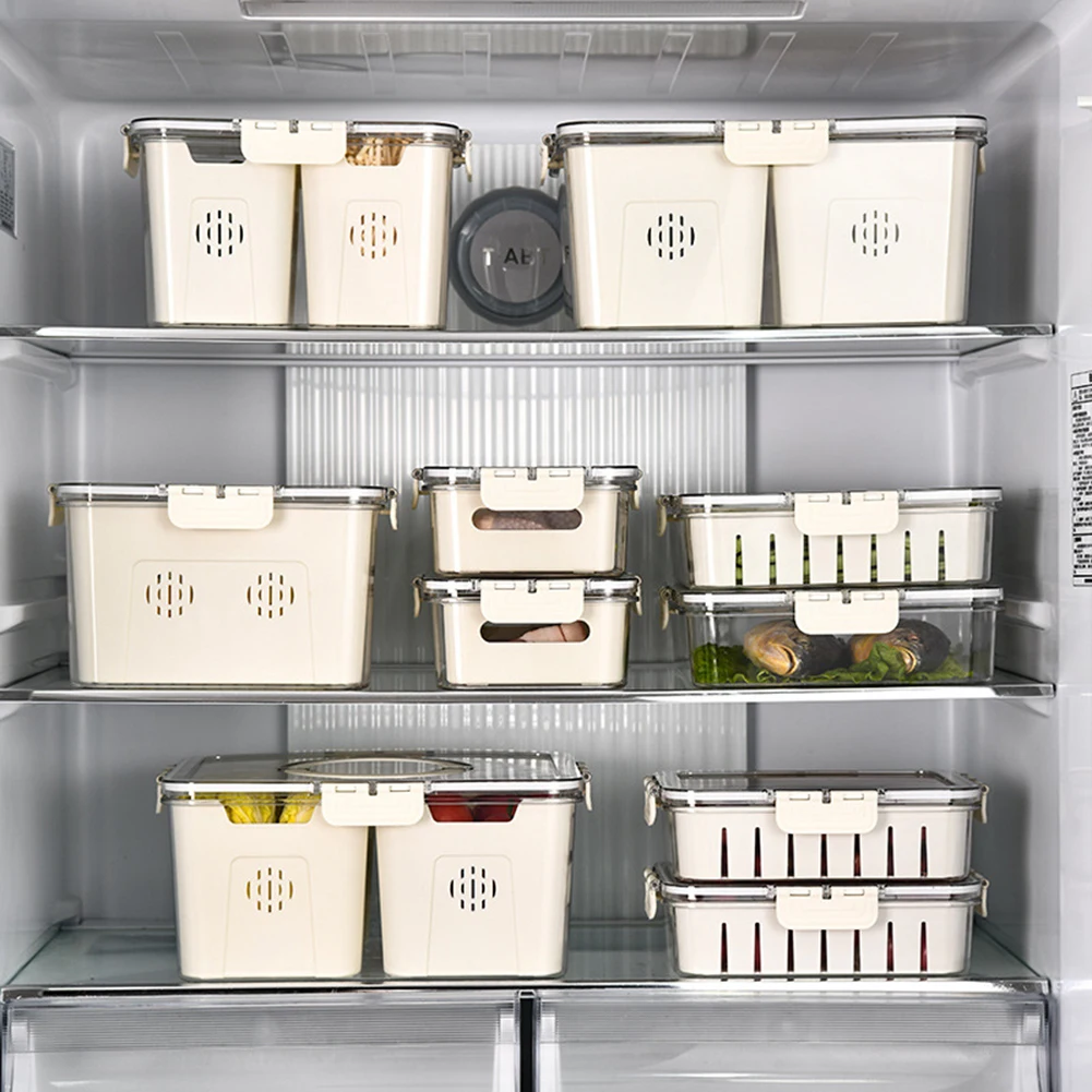 4 Pack Fridge Organizer Stackable Refrigerator Organizer Bins with Lids BPA-Free Fridge Organizers and Storage Containers