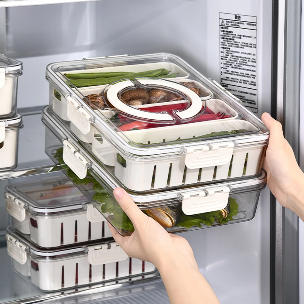 4 Pack Fridge Organizer Stackable Refrigerator Organizer Bins with Lids BPA-Free Fridge Organizers and Storage Containers