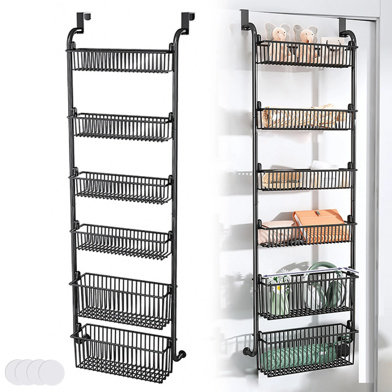 6 Layer Door Hanging Storage Basket No Need To Drill Holes For Storing Household Item Clothing Toys Bathroom Shelf Organizer