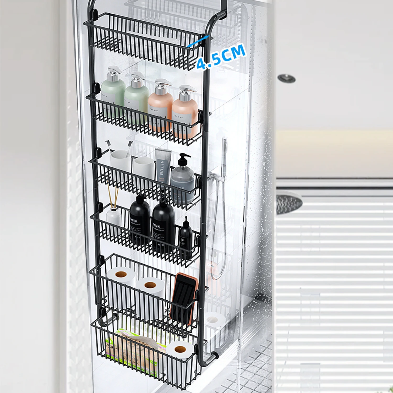 6 Layer Door Hanging Storage Basket No Need To Drill Holes For Storing Household Item Clothing Toys Bathroom Shelf Organizer