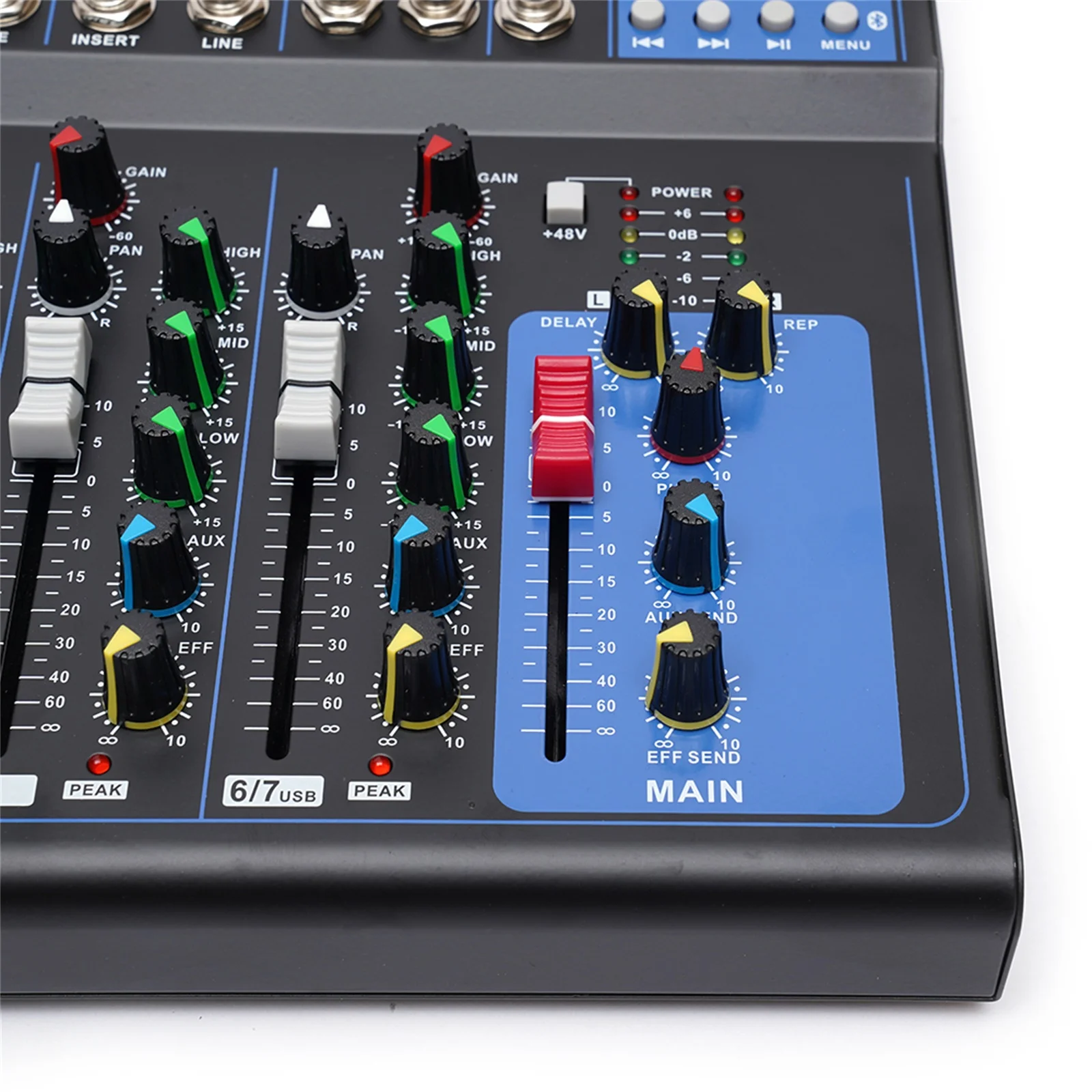 7-Kanal Professional Audio-Mixer, 7 Kanal Sound Mixing Console Digitaler Audio Mixer Stereo DJ Mixer Soundboard Konsole