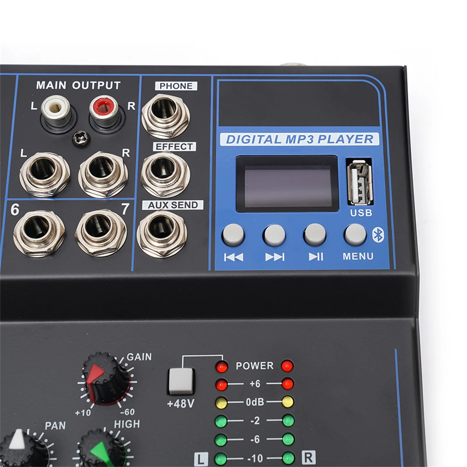 7-Kanal Professional Audio-Mixer, 7 Kanal Sound Mixing Console Digitaler Audio Mixer Stereo DJ Mixer Soundboard Konsole