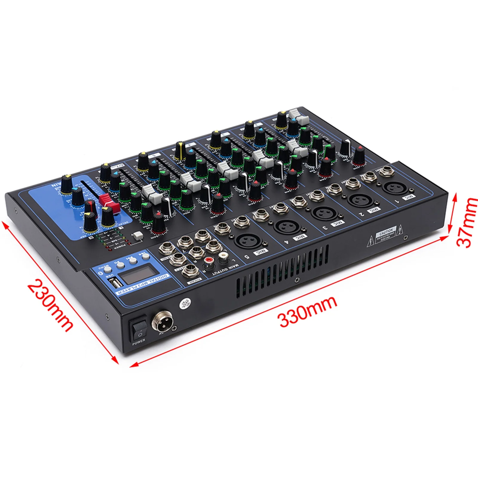 7-Kanal Professional Audio-Mixer, 7 Kanal Sound Mixing Console Digitaler Audio Mixer Stereo DJ Mixer Soundboard Konsole