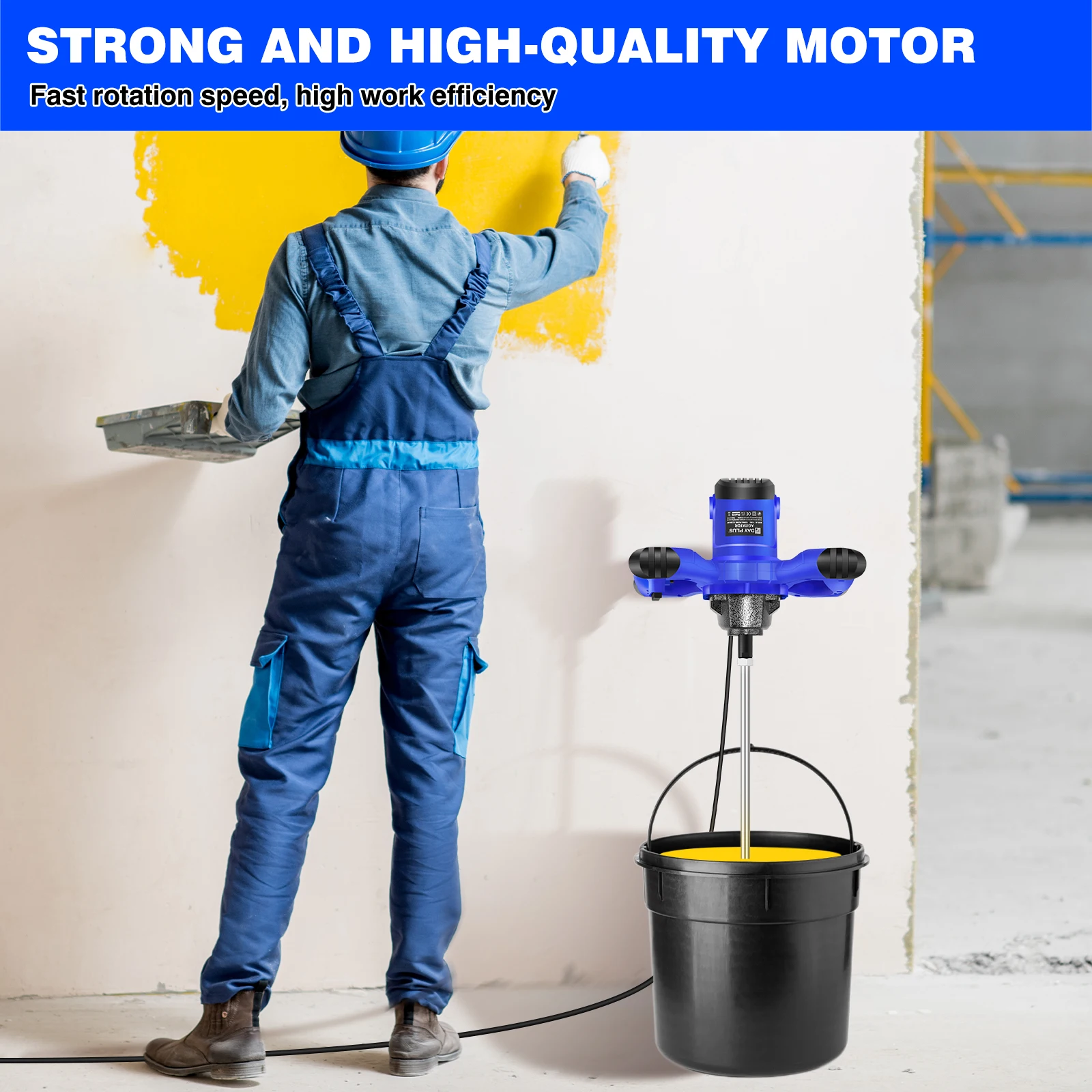 2600W Handheld Paddle Mixer, 6-Speed Electric Mortar Mixer for Plaster, Grout & Paint – Corded 230V UK Plug
