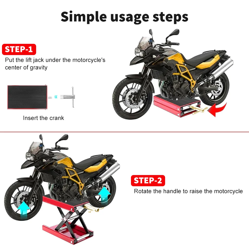 Motorcycle Lift Table 1100 lb Motorcycle Scissor Lift Jack with Wide Deck Repair Tools for Bikes Motorcycle ATV