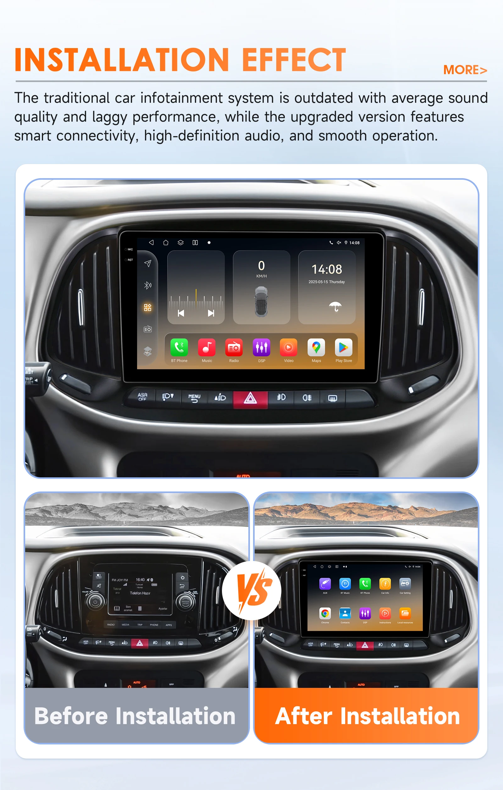 Hizpo AI Voice Autoradio Radio For Fiat Doblo 2015 - 2019 4G Car Multimedia GPS 2din Wireless CarPlay Android Auto Navigation BT