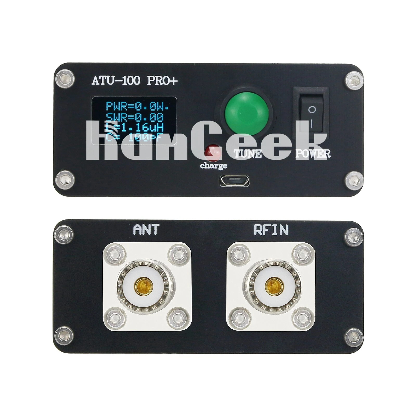 Hamgeek Automatic Antenna Tuner 100W 1.8-50MHz w/ 0.96-Inch OLED Display ATU100 Assembled with Shell