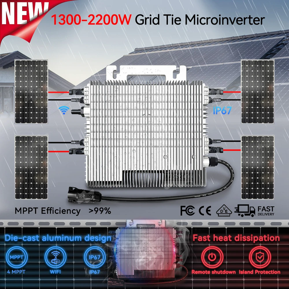 2000W Deye Inverter DC22-60V 230VAC PV Grid-on Microinverter with Built-In WiFi Function Max Connect 4PCS 400-600W