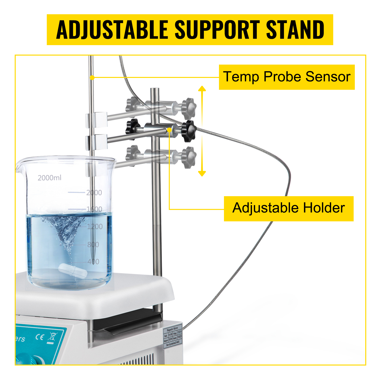 SucceBuy 2/5L Magnetic Stirrer Hot Plate Drink Agitator Vortex Mixer Shaker W/ Stir Bar Digital Display Portable Blender for Lab