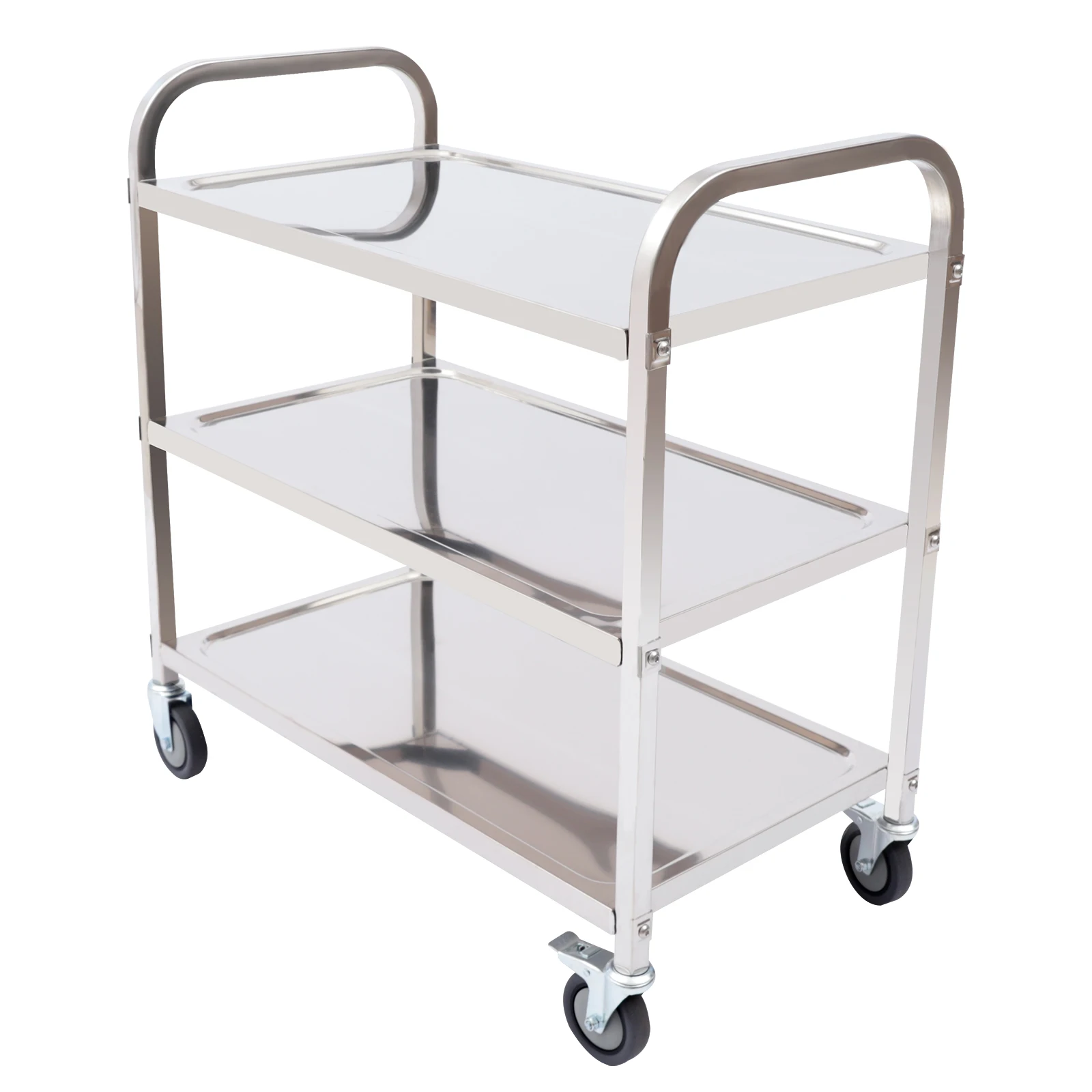 Stainless Steel Kitchen Serving Cart 3 Tiers 85x45x90cm with 4 Universal Wheels Restaurant Trolley for Storage And Organization
