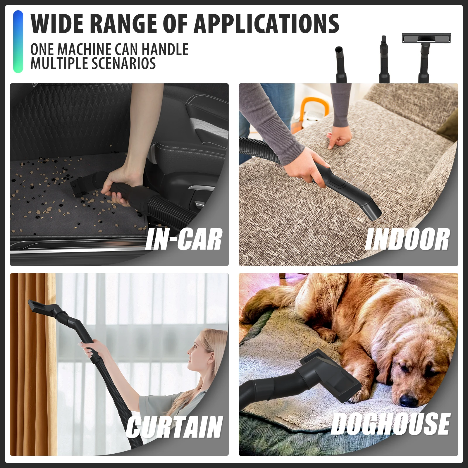 1800W Wet And Dry Vacuum Cleaner 15L Tank 3-in-1 Cleaning Vacuum Blow Function Electric 2m Cord for Home Car Dust Collection
