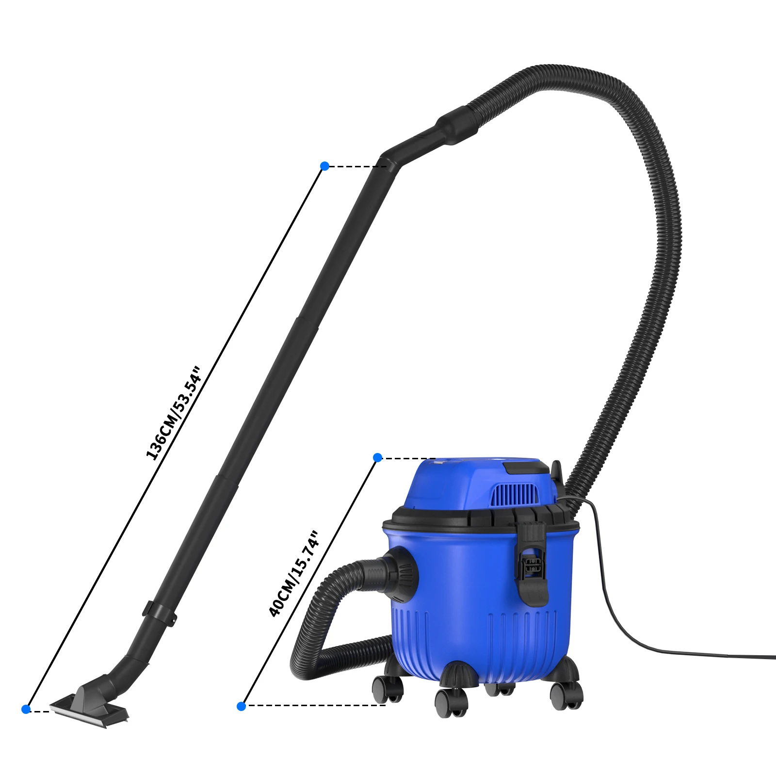 1800W Wet And Dry Vacuum Cleaner 15L Tank 3-in-1 Cleaning Vacuum Blow Function Electric 2m Cord for Home Car Dust Collection