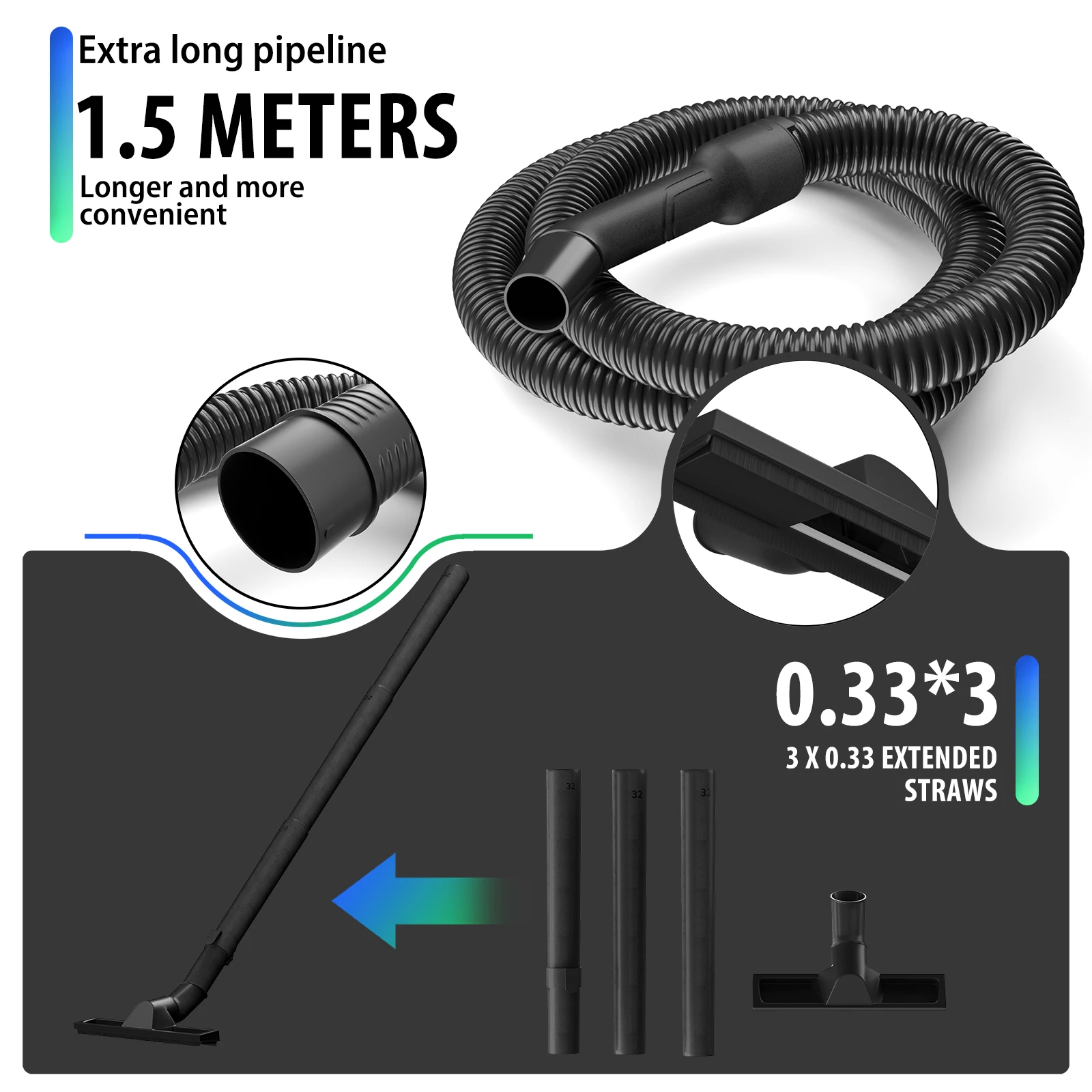1800W Wet And Dry Vacuum Cleaner 15L Tank 3-in-1 Cleaning Vacuum Blow Function Electric 2m Cord for Home Car Dust Collection