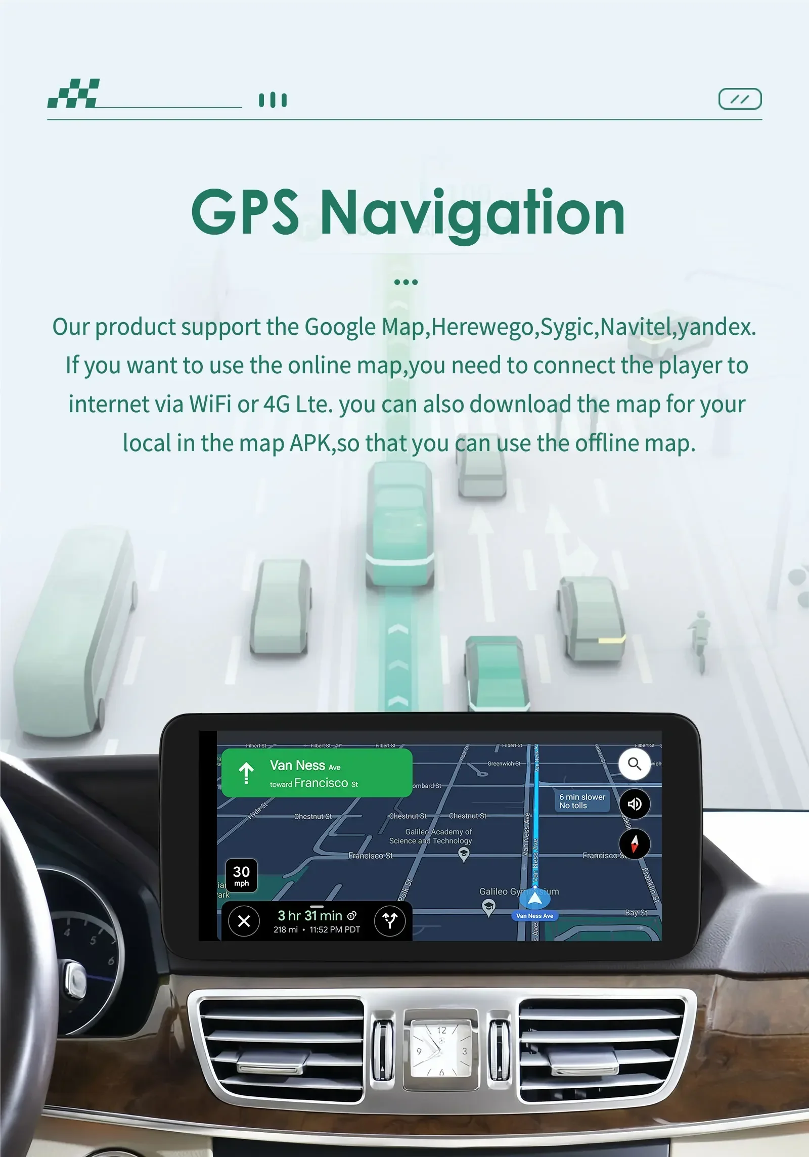 Hizpo Android Auto Car Radio for Mercedes Benz W212 E-Class NTG 4.0/4.5/5.0 E200 E230 E260 E300 S212 CarPlay Intelligent System