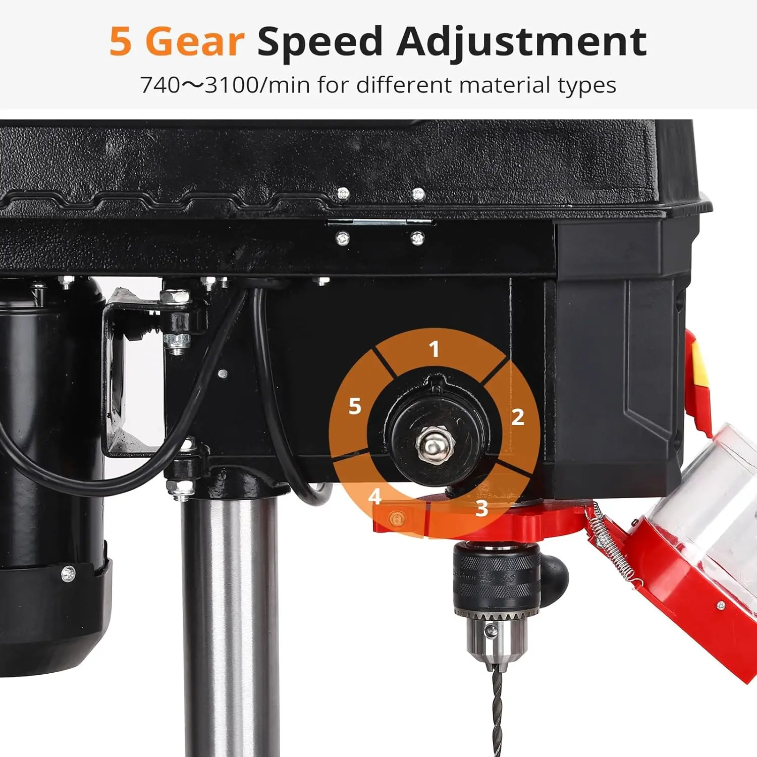 Benchtop Drill Press Benchtop Drill Machine 5 Speed Adjustable 8 Inch Swing Distance 0-45° Tiltling Tabletop Drilling Machine