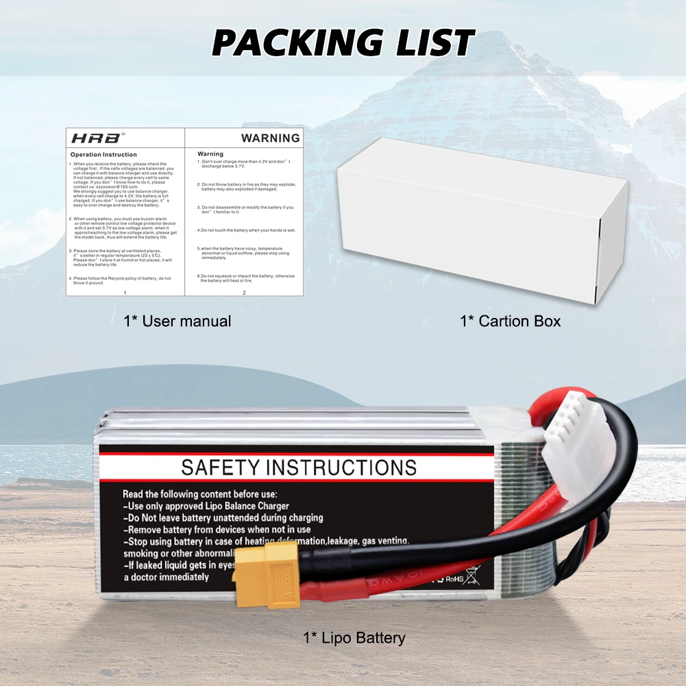HRB 4S 2200mah Lipo Battery 14.8v RC Battery 30C with XT60 Connector 105*34*32mm for UVA Fpv Drones Airplane RC Truck RC Car