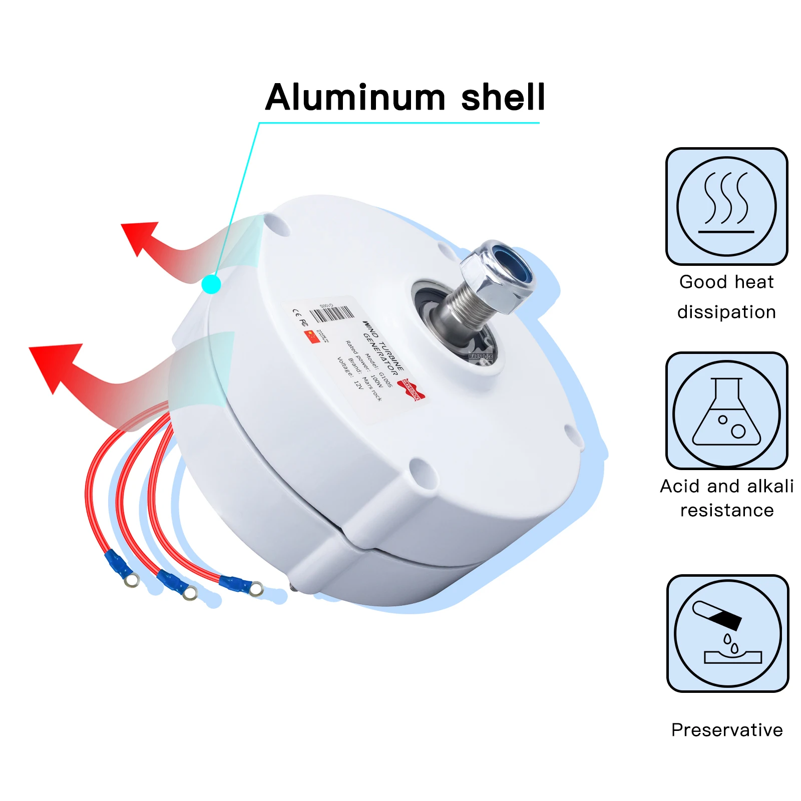 100W 12V Low RPM NdFeb PMG Rare Earth Permanent Magnet Generator for DIY Horizontal Wind Turbine Generator Windmil