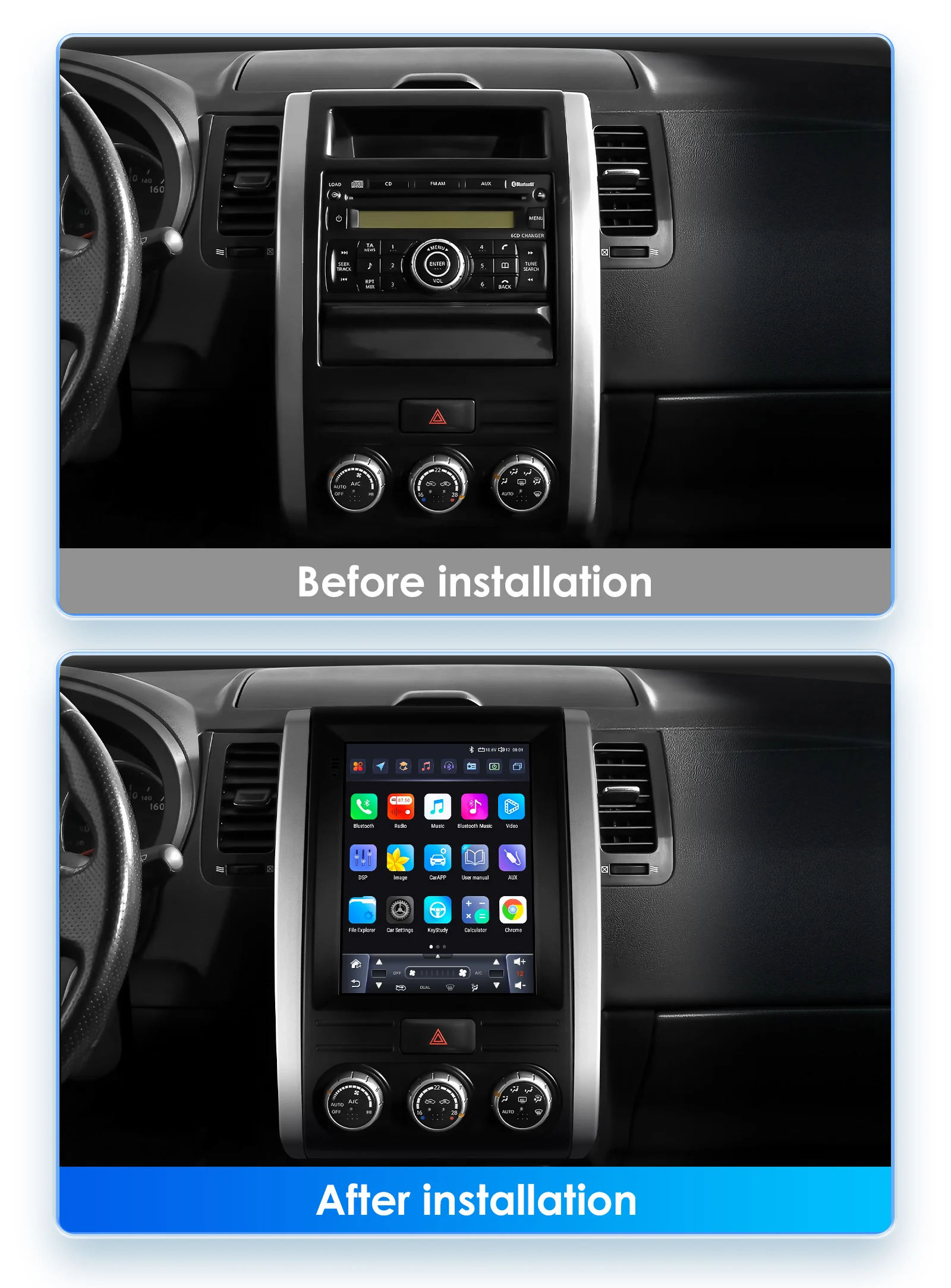 OSSURET 9.7''Android 13 Car Radio for Nissan X-Trail X Trail 2 T31 MX6 2007-2015 Multimedia Stereo 2Din Vertical Screen Carplay