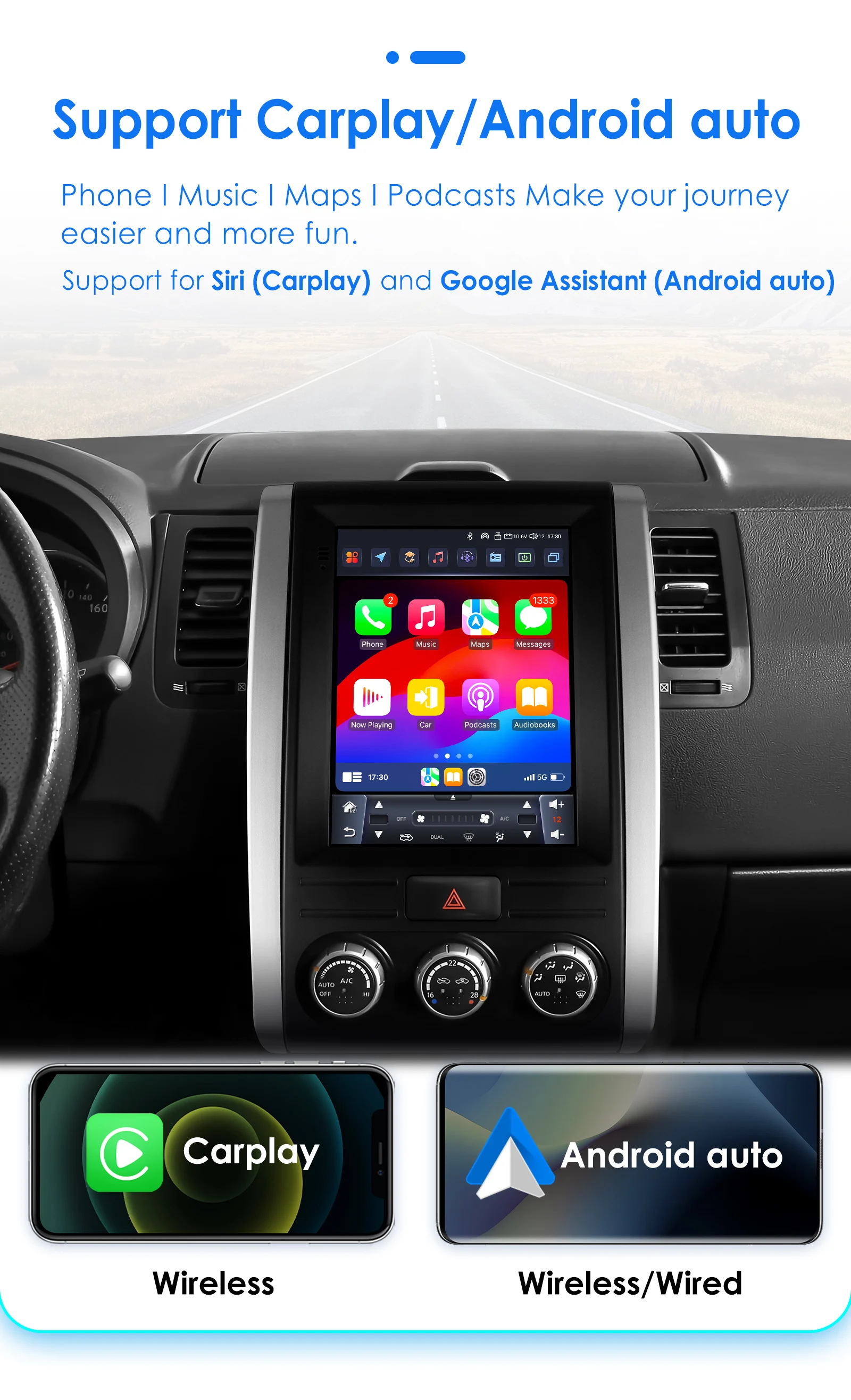 OSSURET 9.7''Android 13 Car Radio for Nissan X-Trail X Trail 2 T31 MX6 2007-2015 Multimedia Stereo 2Din Vertical Screen Carplay