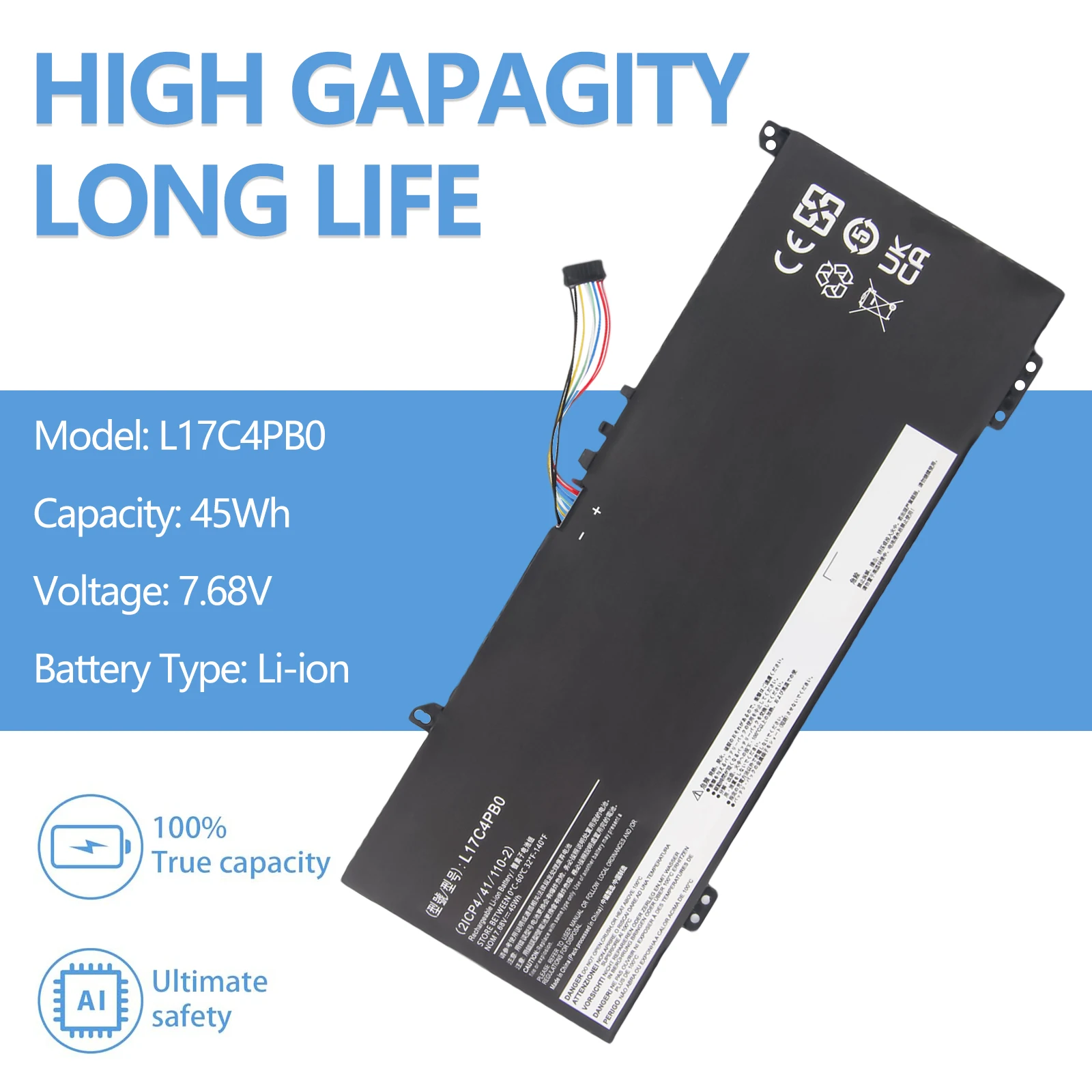 Oyomba 45Wh L17C4PB0 Laptop Batteria per Lenovo IdeaPad Flex 6-14IKB 6-14ARR IdeaPad 530S-14ARR 530S-14IKB 530S-15IKB 530-14ARR