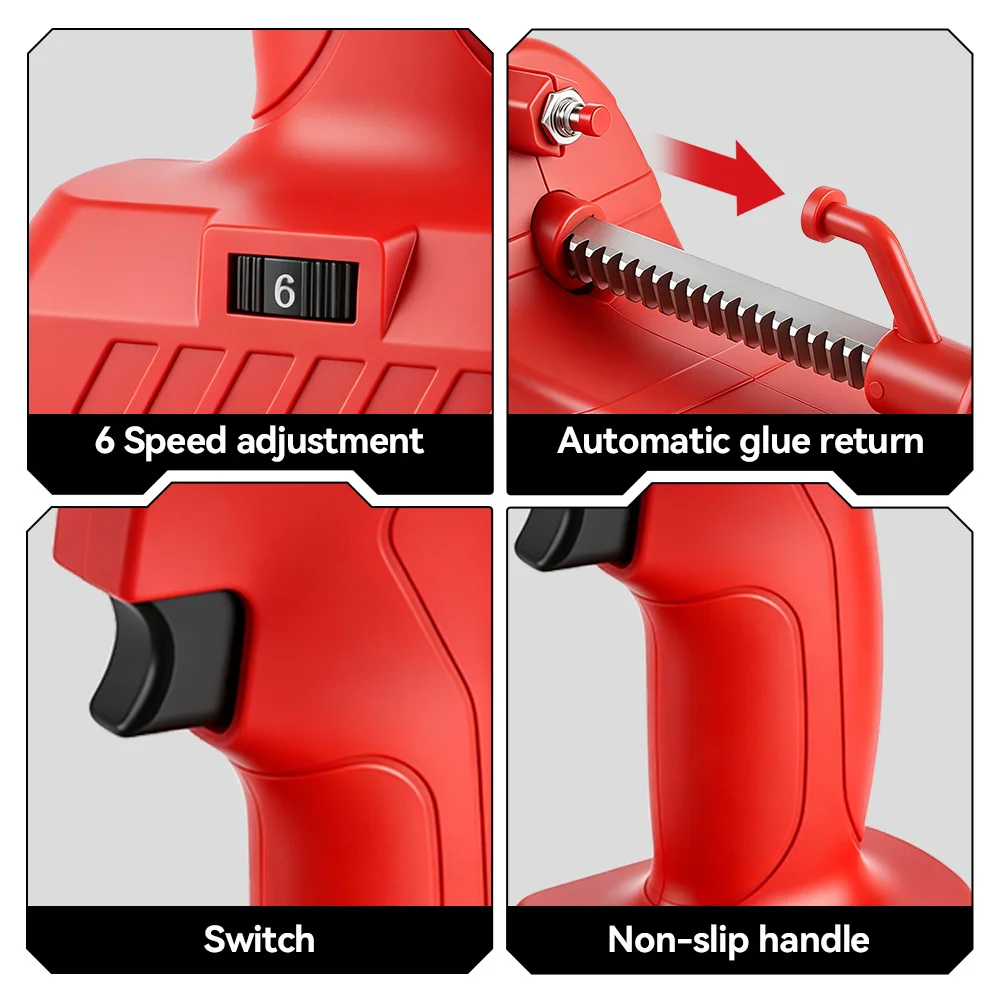 ONEVAN 50MM Electric Glass Gun 14 Nozzles Cordless Caulking Glass Gun Houeshold Gap Filling Power Tools For Makita Battery Pin