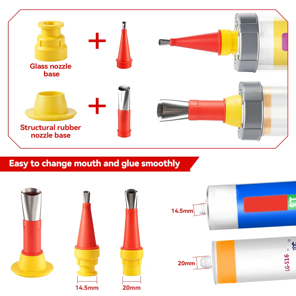 ONEVAN 50MM Electric Glass Gun 14 Nozzles Cordless Caulking Glass Gun Houeshold Gap Filling Power Tools For Makita Battery Pin