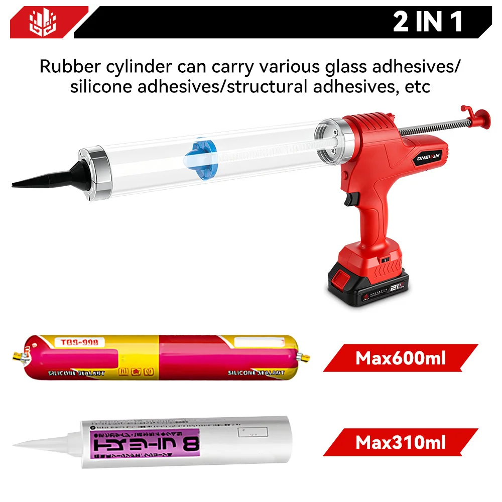 ONEVAN 50MM Electric Glass Gun 14 Nozzles Cordless Caulking Glass Gun Houeshold Gap Filling Power Tools For Makita Battery Pin