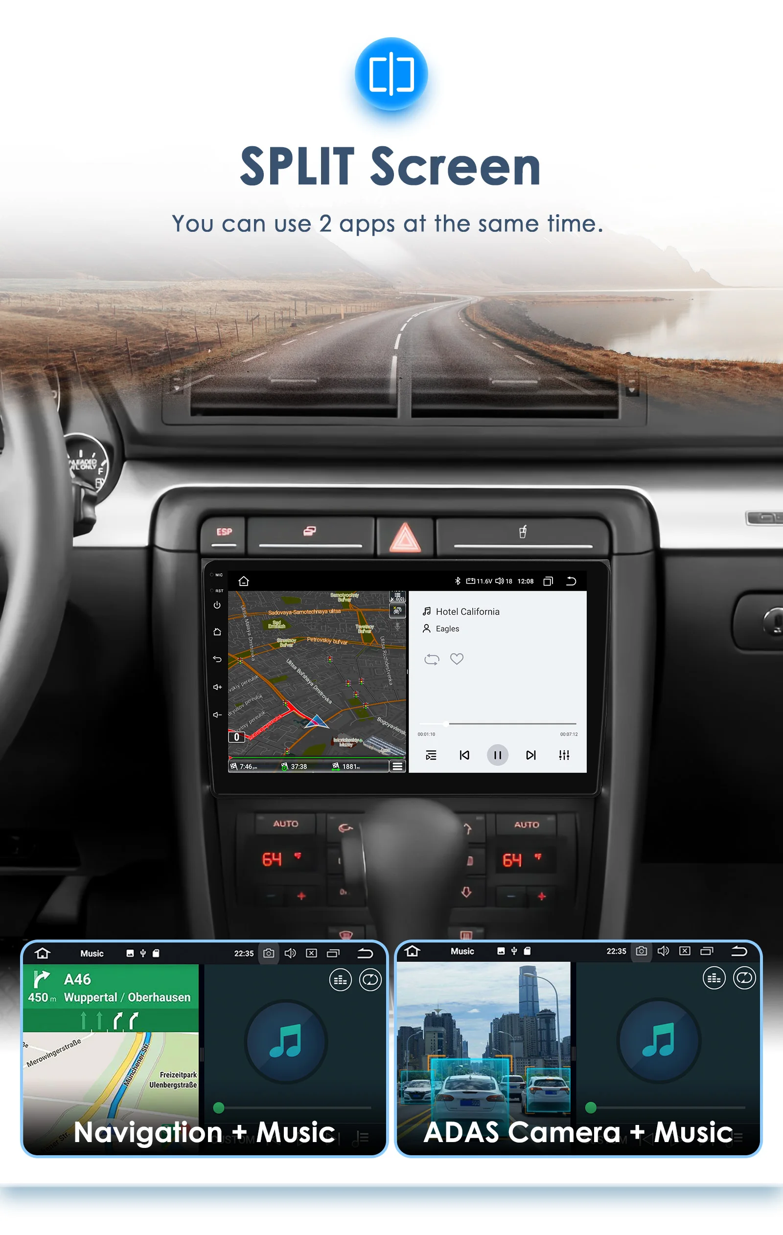 Hizpo 2Din 9inch Android13 Car Radio for Audi A3 8P 2003 - 2013 GPS RDS DSP CarPlay Android Auto 4G BT UI8581 Intelligent System