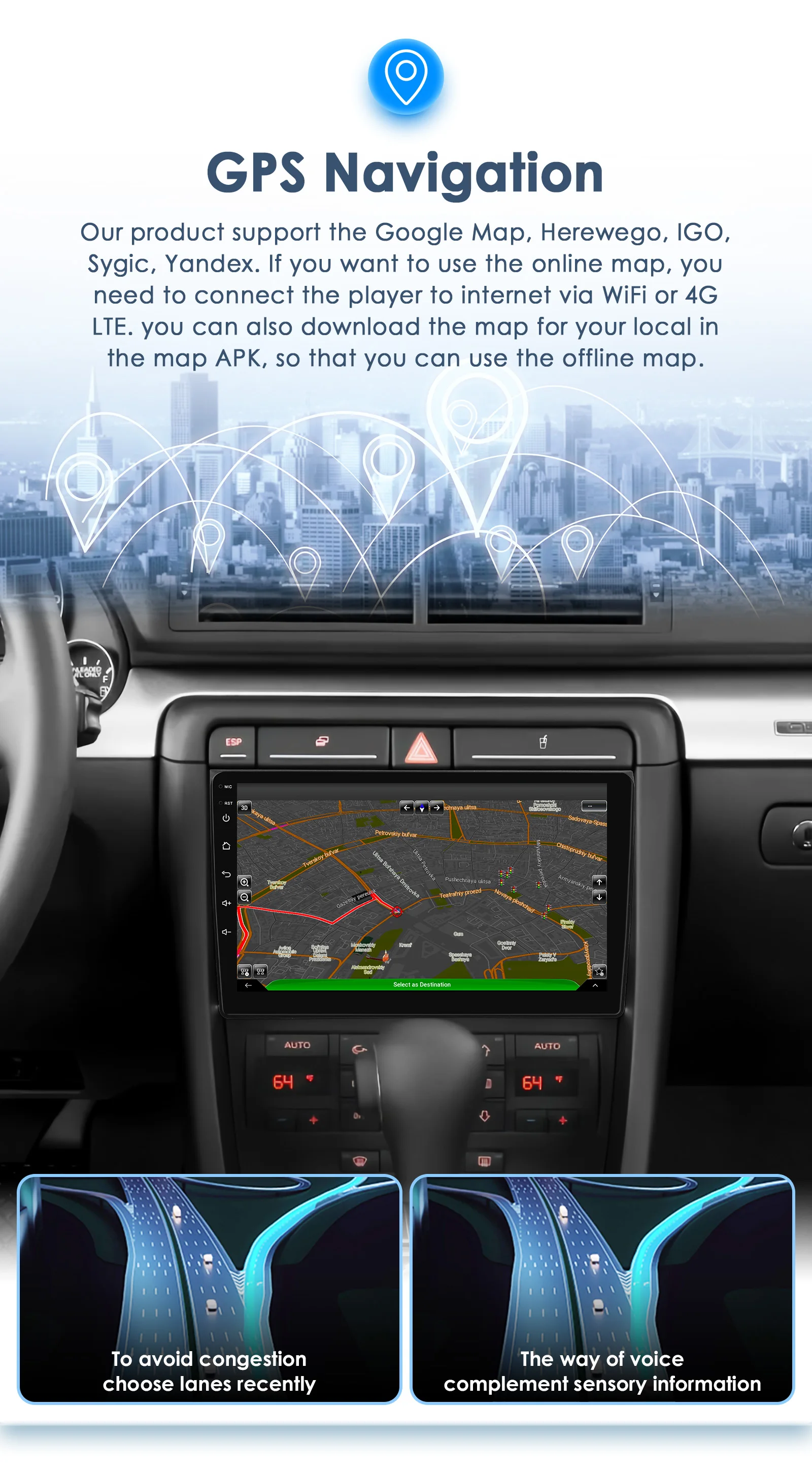Hizpo 2Din 9inch Android13 Car Radio for Audi A3 8P 2003 - 2013 GPS RDS DSP CarPlay Android Auto 4G BT UI8581 Intelligent System