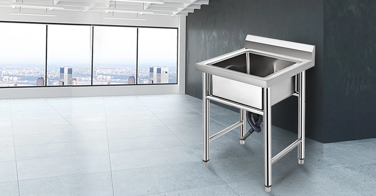 SucceBuy Handmade Sink Stainless Steel Kitchen Sink Hand Made 1 Compartment Underbar Sink Farmhouse Cafe Shop