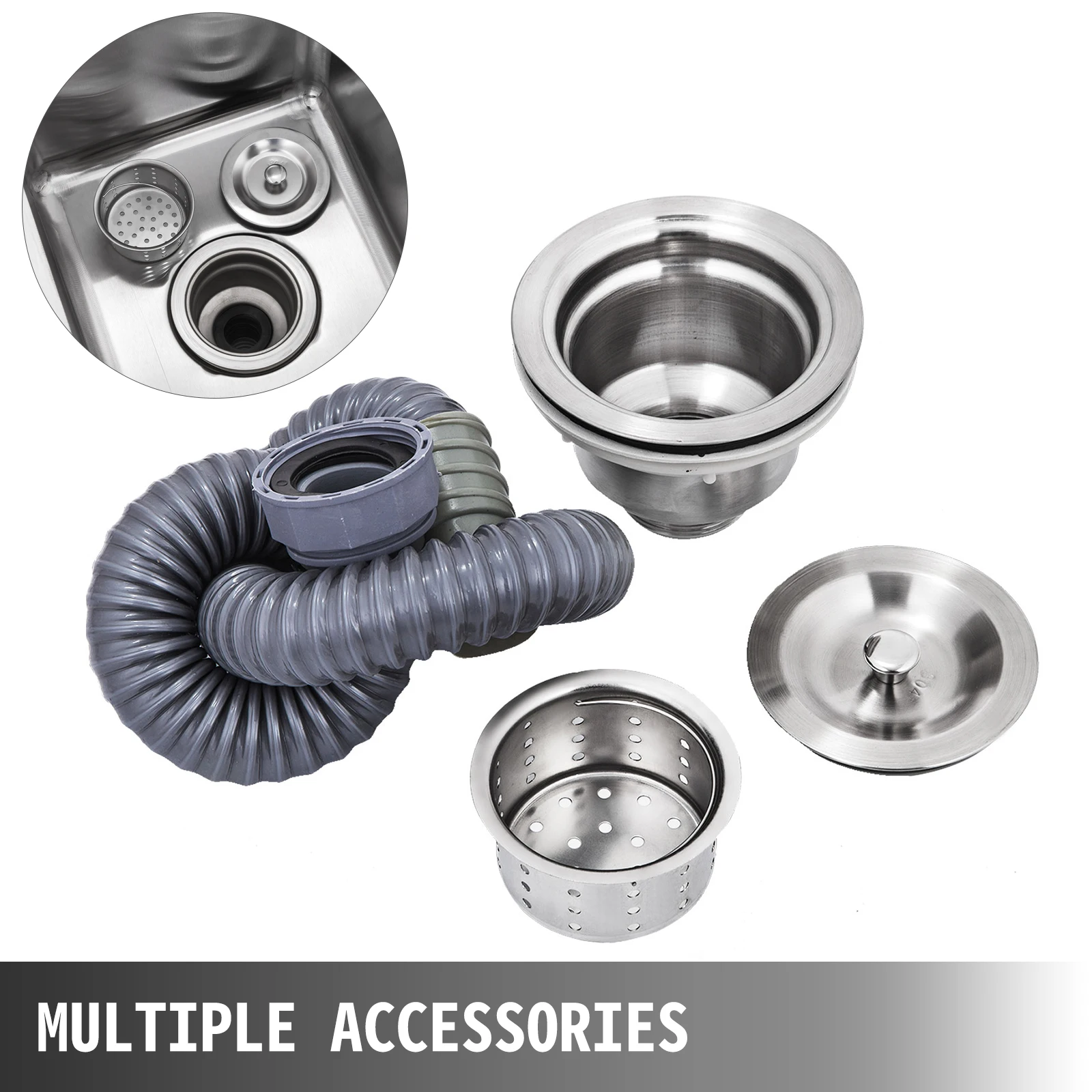 SucceBuy Handmade Sink Stainless Steel Kitchen Sink Hand Made 1 Compartment Underbar Sink Farmhouse Cafe Shop